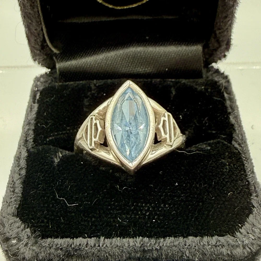 Harley Davidson Womens Ring With Blue Stone Sterling Silver .925 Size 7 Mob Wife
